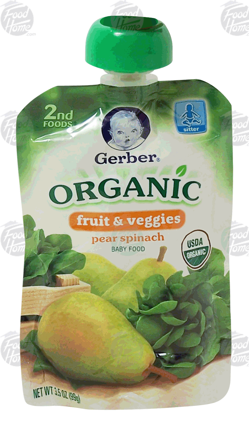 Gerber fruit & veggies organic pear spinach baby food, stage 2 Full-Size Picture